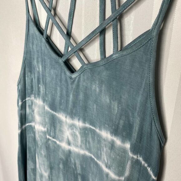 American Eagle Soft & Sexy Cage Neck Tie-Dye Tank Top Small Blue White Women's - Picture 4 of 9